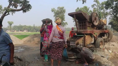 Stone Extraction and stone crushing plant in Bangladesh Stock Footage 299935691