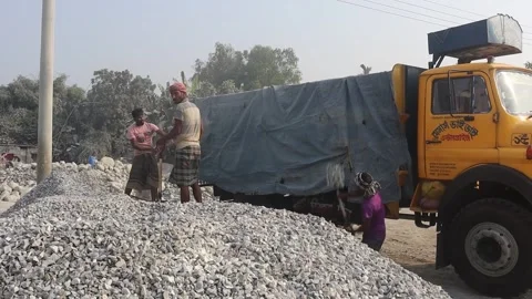 Stone Extraction and stone crushing plant in Bangladesh Stock Footage 299935743
