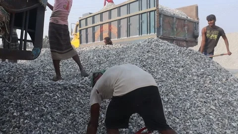 Stone Extraction and stone crushing plant in Bangladesh Stock Footage 299935888