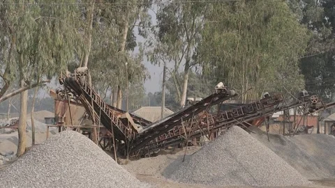 Stone Extraction and stone crushing plant in Bangladesh Stock Footage 299935966
