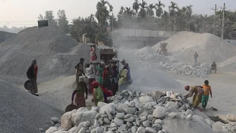 Stone Extraction and stone crushing plant in Bangladesh Stock Footage 299935995