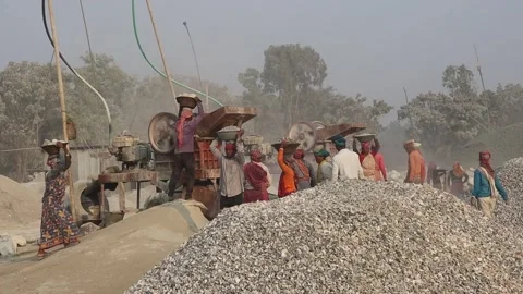Stone Extraction and stone crushing plant in Bangladesh Stock Footage 299936071