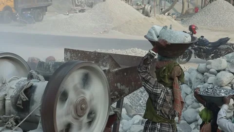 Stone Extraction and stone crushing plant in Bangladesh Stock Footage 299936232