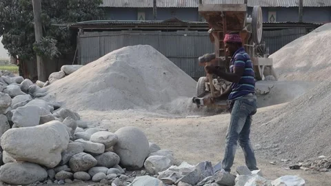 Stone Extraction and stone crushing plant in Bangladesh Stock Footage 299936565