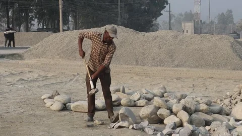 Stone Extraction and stone crushing plant in Bangladesh Stock Footage 299936788