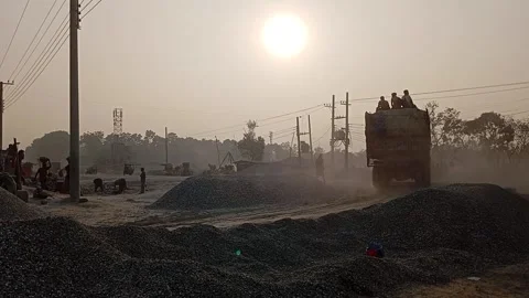 Stone Extraction and stone crushing plant in Bangladesh Stock Footage 299937116