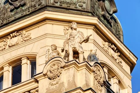 Stone facade on classical building Stock Photos