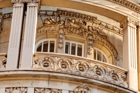 Stone facade on classical building Stock Photos