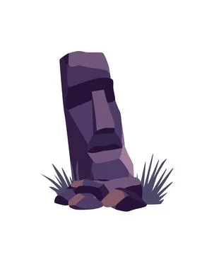 Stone face on easter island. Ancient moai statue. Famous travel symbol. Tourism Illustrazione stock