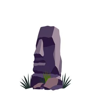 Stone face on easter island. Ancient moai statue. Famous travel symbol. Tourism Stock Illustration