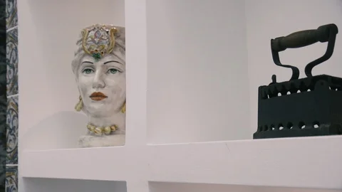 Stone face sculpture Stock Footage 86171787