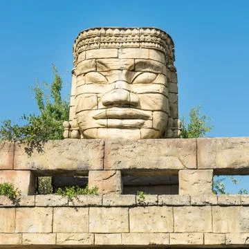 Stone face of a temple. Stock Photos