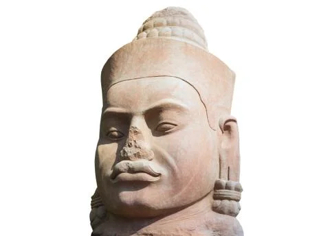 Stone face on white background Stock Photos
