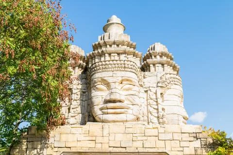 Stone faces of a temple. Stock Photos