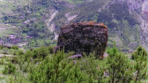 The stone fallen from the mountain. Stock Photos