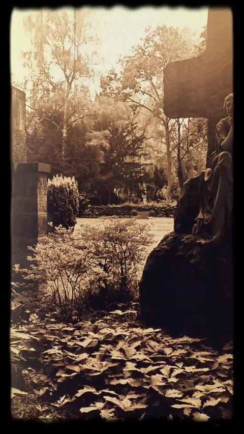 Stone figure in the cemetery Stock Footage 202324699