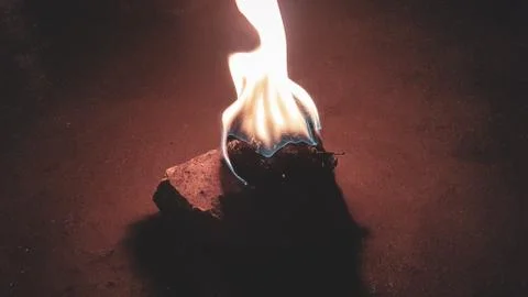 Stone in fire on floor Stock Photos