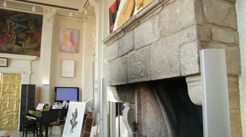 Stone Fireplace Video stock 40807912