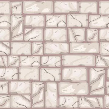 Stone floor cartoon vector texture, cracked brick wall seamless pattern イラスト素材