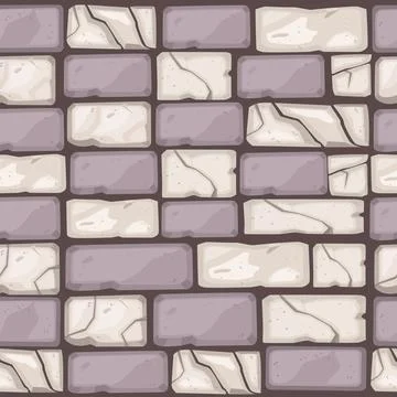 Stone floor seamless pattern, old crackedbrick wall tile vector texture Stock Illustration