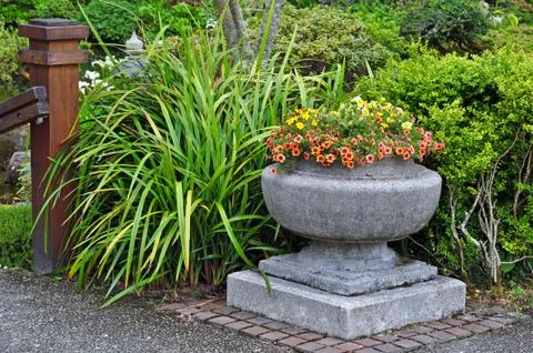 Stone flower planter Stock Photos