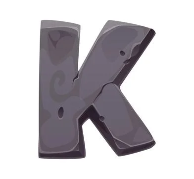 Stone font and rock typeface letter K rocky type Stock Illustration