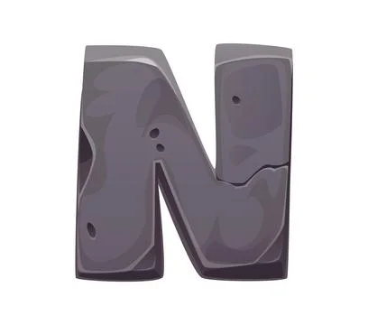 Stone font letter N or rock type alphabet typeface Stock Illustration