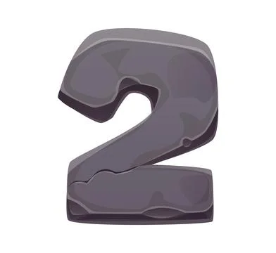 Stone font type number 2, cartoon rock typeface Stock Illustration