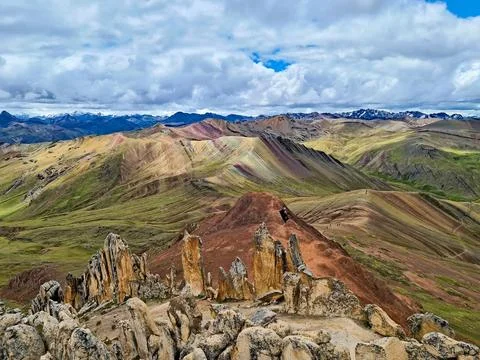 Stone Forest (Bosque de Piedras) at Palccoyo Rainbow Mountain, Cusco, Peru. Stock Photos