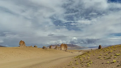 Stone formation in Salar De Tara, Atacama Desert, Chile. Time- lapse 4k Stock Footage 145775962