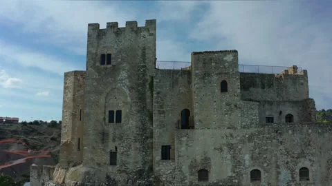 Stone fortess orbiting drone Stock Footage 292980238