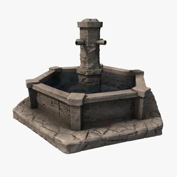 Stone Fountain with water 3D Model