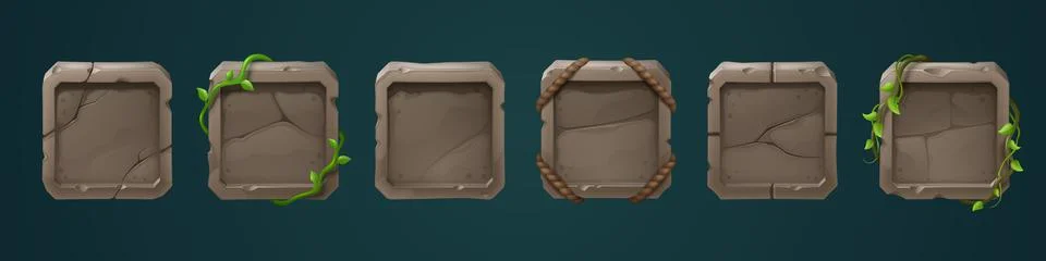 Stone frames for game user avatar Stock Illustration