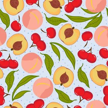 Stone fruit mix vector seamless pattern design Stock Illustration