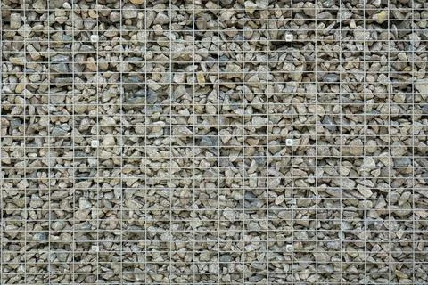 Stone gabion wall background Stock Photos
