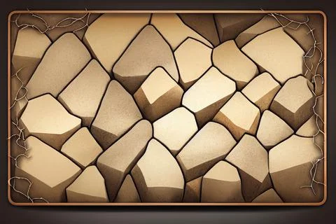 Stone game boards tablets cartoon interface and rocky texture design. Stock Illustration