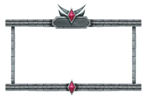 Stone game frame, vector UI medieval rock panel, RPG fantasy menu Illustrazione stock