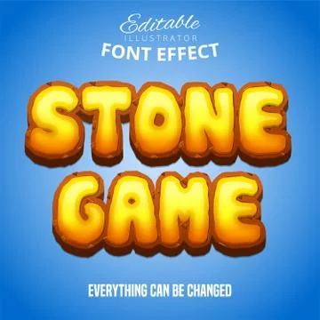Stone game text, editable font effect Stock Illustration