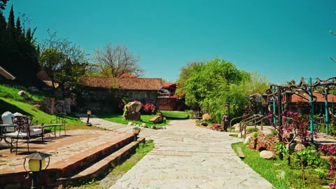 Stone Garden Path Through The Grounds Of A Winery Stock Footage 346341405