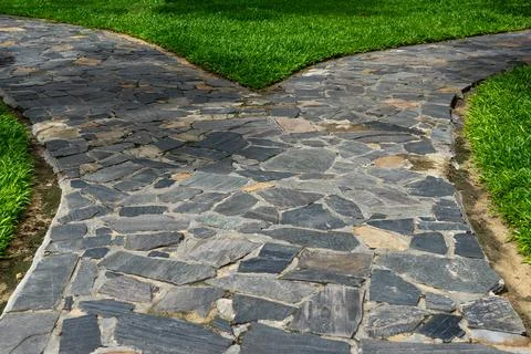 Stone garden pathway Stock Photos