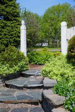 Stone garden steps Stock Photos