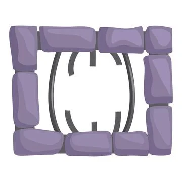 Stone gate with metallic frame protecting ancient ruins Ilustración de archivo