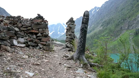 Stone gates on the Shavlinsky lakes Stock Footage 159159935