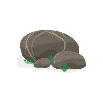 Stone with grass Stock Illustration