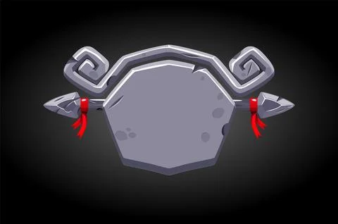Stone gray broken banner for the game. Stock Illustration