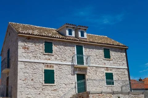 Stone grey building Stock Photos
