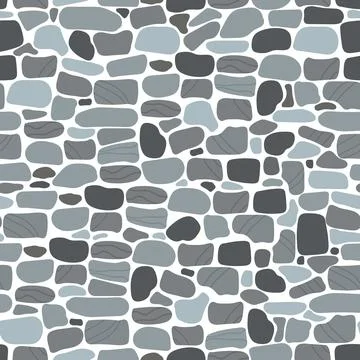 Stone ground seamless pattern. Mosaic pebble flooring, stones pavement texture Stock Illustration