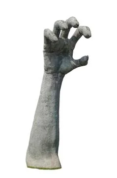Stone hand isolated on white background, clipping path included. Stock Photos