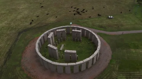 Stone henges Esperance in an ariel orbiting shot Stock Footage 338185073