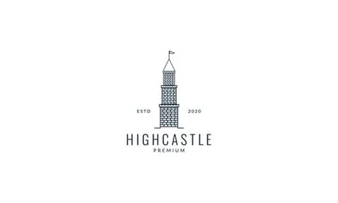 Stone high castle tower logo icon illustration design イラスト素材
